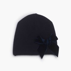 Gorro malha laço veludo Azul Marinho