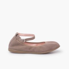 Sabrinas flexíveis camurça com pulseira Taupe