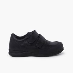 Sapatos escola biqueira reforçada duplo fecho Preto