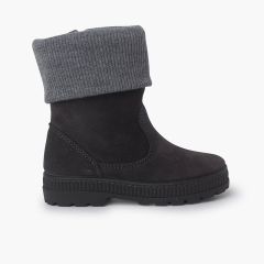 Botas rebordo lã Criança Cinzento