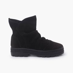 Botas camurça efeito enrugado Preto
