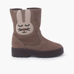Botas camurça elástico coelho Taupe