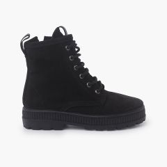 Botas camurça estilo militar crianças Preto