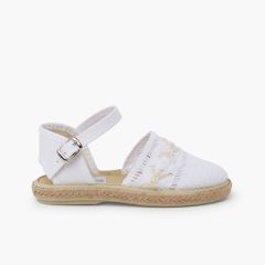 Alpercatas tira bordada fivela Branco