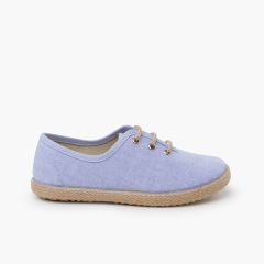 Bluchers cerimónia sola alpercata Azul Chambray
