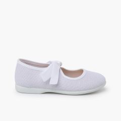Merceditas linho fecho laço gorgorão Branco
