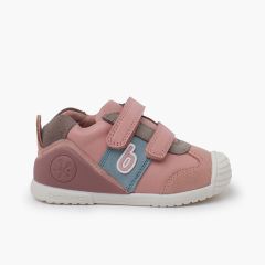Sapatilhas menina Biomecanics duplo fecho aderente Rosa
