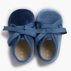 Bluchers bebé veludo laço gorgorão Azul França