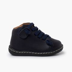 Botinhas pele lavável criança atacadores elásticos Azul Marinho