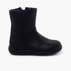 Botas lisas pele lavável crianças Azul Marinho