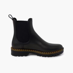 Botins galocha mate pespontos sola track Preto