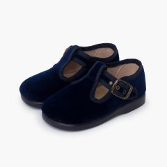 Pepitos veludo fivela Azul Marinho