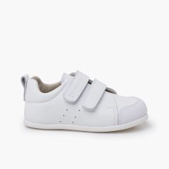 Sapatilhas suaves pele duplo fecho aderente Branco