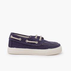 Sapatos de Vela verão crianças lona orgânica Azul Marinho