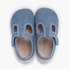Pepitos barefoot tira aderente sola branca Azul
