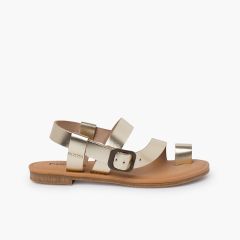 Sandálias gladiador napa fivela Champanhe