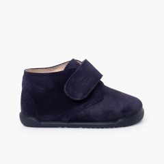 Botas barefoot camurça fecho aderente Azul Marinho