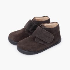 Botas barefoot camurça fecho aderente Cinzento