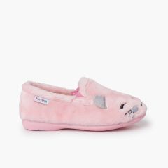 Pantufas pelo suave gatinho Rosa
