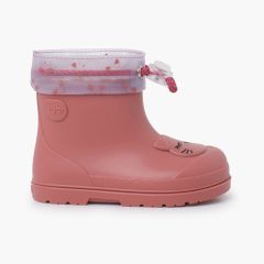 Botins galocha ajustáveis gatinho barefoot Rosa