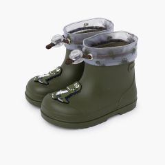 Botins galocha ajustáveis dinossauro barefoot Caqui