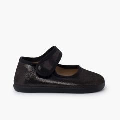 Merceditas barefoot brilho tira aderente Preto