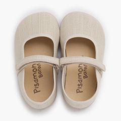 Merceditas barefoot linho leve fecho aderente Cru
