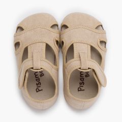 Sandálias menino barefoot lona lavada Pedra