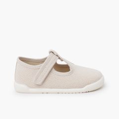 Pepitos barefoot lona canvas tira aderente Cru