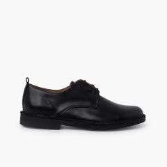Sapatos menino blucher pele atacadores Preto
