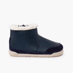 Botas barefoot novapele rebordo felpudo Azul Marinho