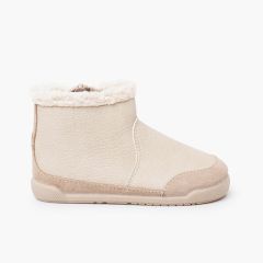 Botas barefoot novapele rebordo felpudo Bege