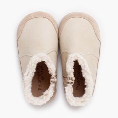 Botas barefoot novapele rebordo felpudo Bege