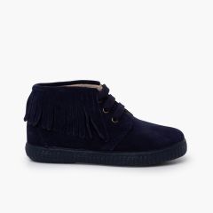 Botas criança camurça franjas biqueira redonda Azul Marinho