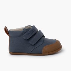 Botas barefoot pele criança biqueira reforçada Azul