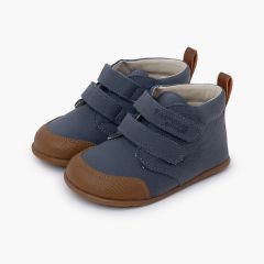 Botas barefoot pele criança biqueira reforçada Azul