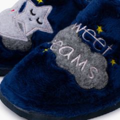 Chinelos quarto pelinho lua tamanhos grandes Azul Marinho