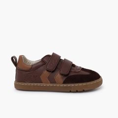 Sapatilhas Barefoot Criança Riscas Laterais Castanho