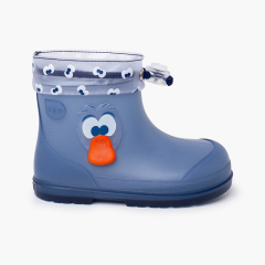 Botins galocha barefoot ajustáveis pato Azul