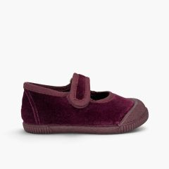 Merceditas barefoot veludo biqueira borracha Bordeaux