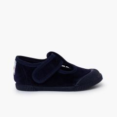 Pepitos barefoot veludo biqueira borracha Azul Marinho
