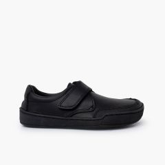 Sapatos colegiais barefoot pele menino Preto