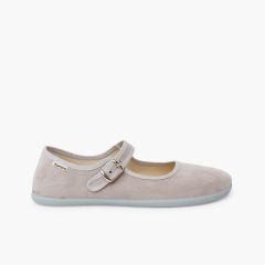 Merceditas barefoot tipo camurça fivela mulher Pérola