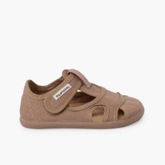 Sandalias barefoot menino lona fecho largo Terra
