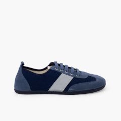 Zapatillas barefoot lona y serraje tallas altas Azul