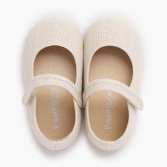 Merceditas barefoot linho fecho aderente Cru