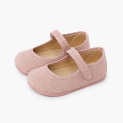 Merceditas barefoot linho fecho aderente Rosa Pálido