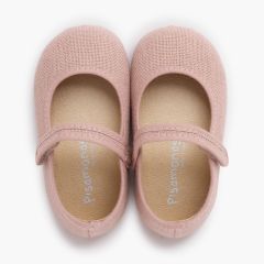 Merceditas barefoot linho fecho aderente Rosa Pálido