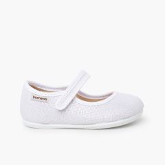 Merceditas barefoot linho brilho fecho aderente Branco