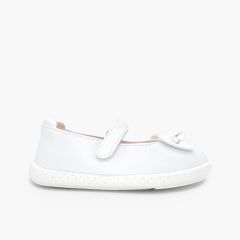 Merceditas barefoot laço pele Branco